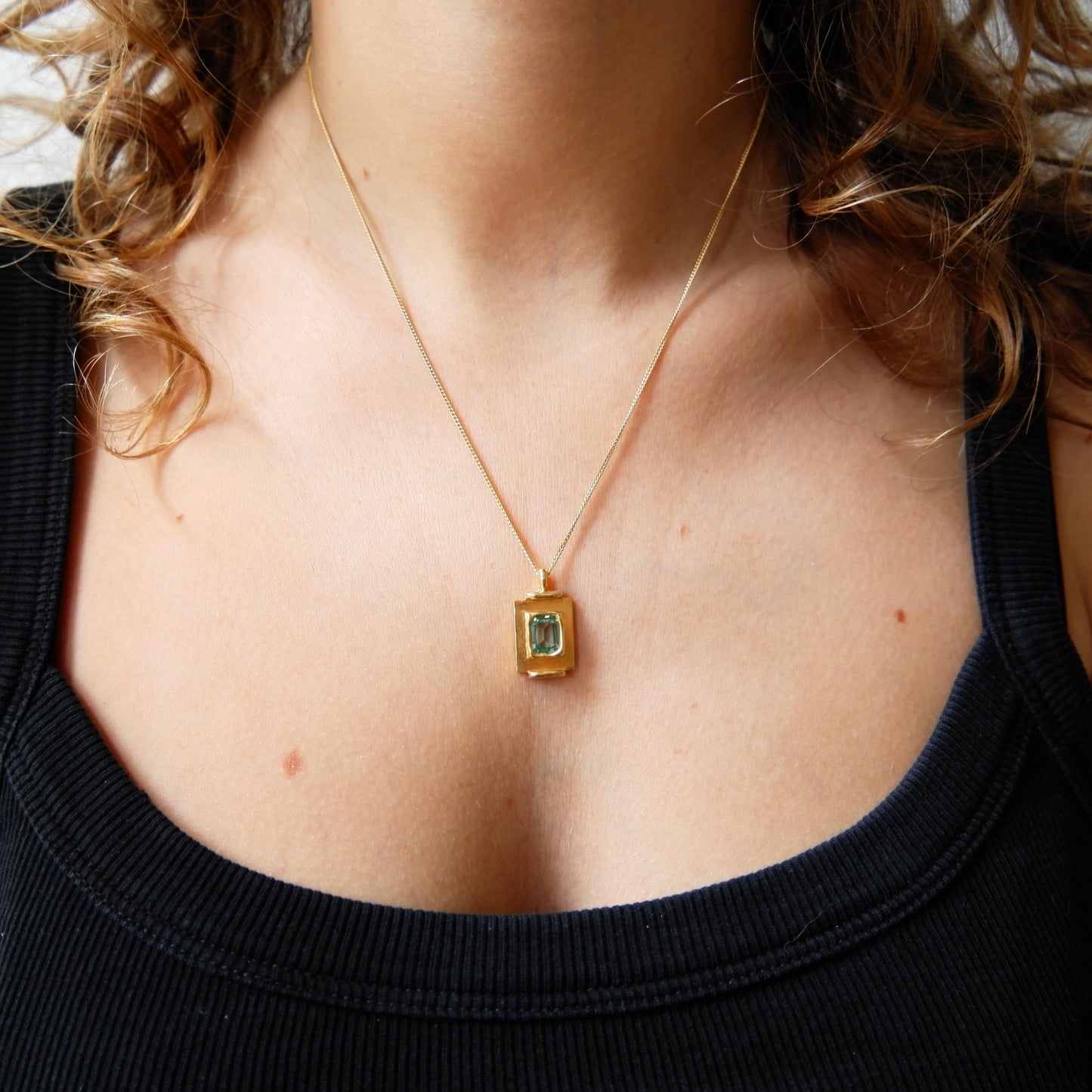 Pendentif Art Deco Bleu Turquoise