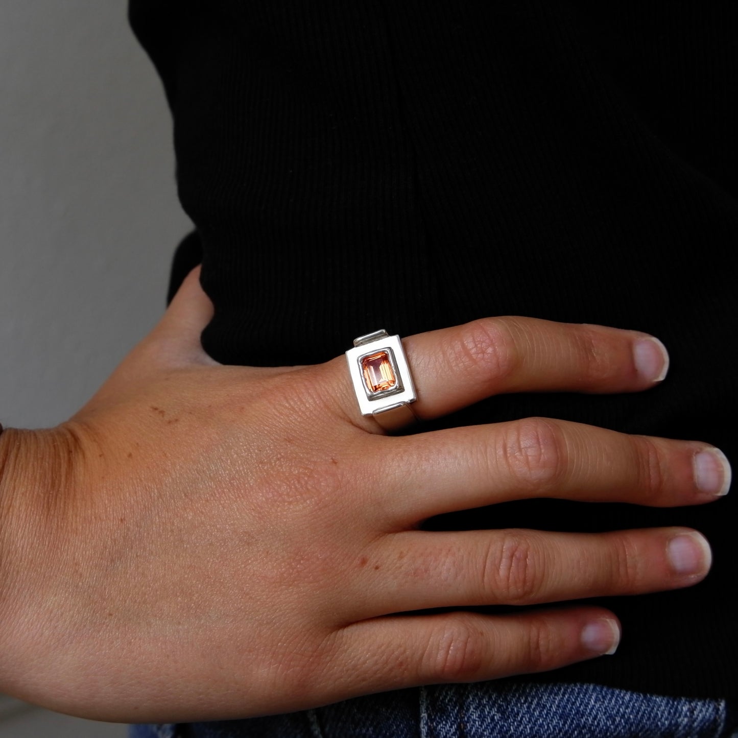 Bague Art Deco Orange